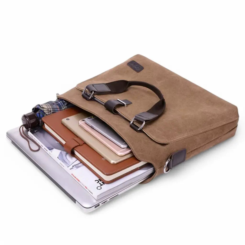 Canvas Laptoptas Bruin – Lichtgewicht & Duurzaam