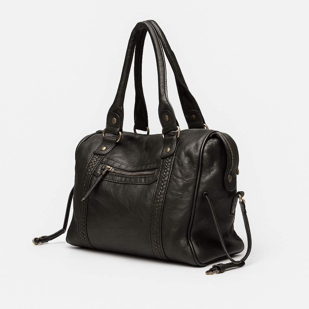 Luxe Zwarte Leren Handtas Dames – Tijdloos Design & Ruime Schoudertas