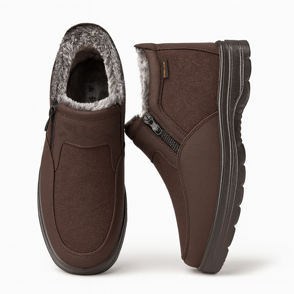 Heren Winter Instappers – Warme Winterschoenen met Bontvoering en Antislip Zool