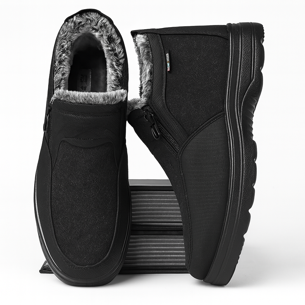 Heren Winter Instappers – Warme Winterschoenen met Bontvoering en Antislip Zool