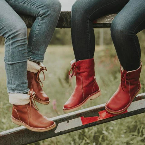 Dames Leren Winterlaarzen met Bontvoering – Warme Halfhoge Boots