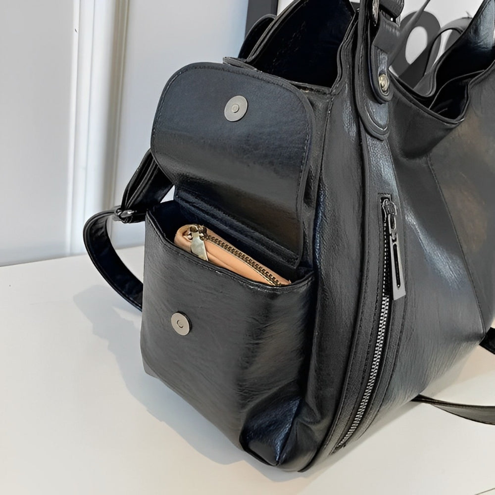 Dames Leren Schoudertas β Ruime Hobo Bag met Luxe Afwerking