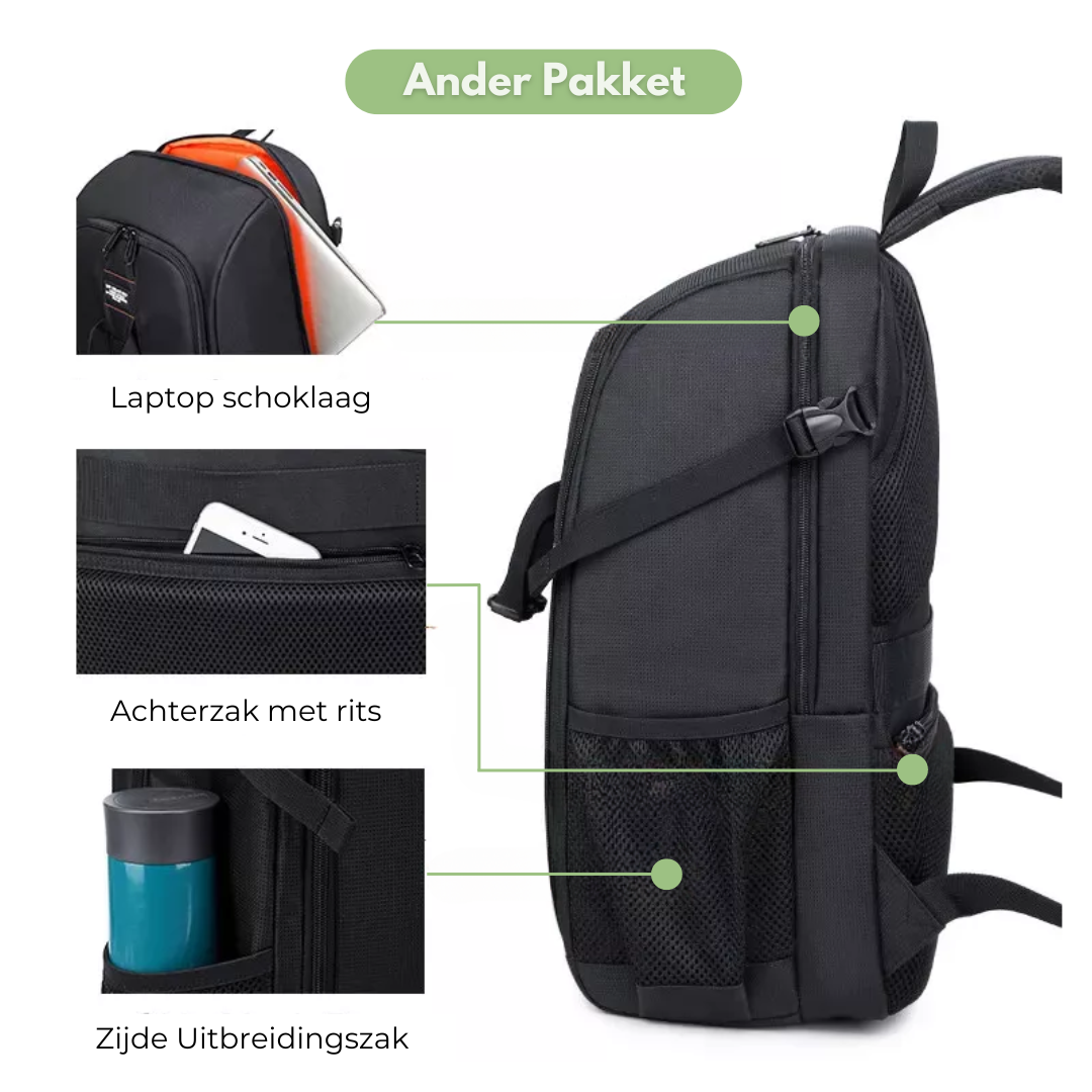 Cameratas Rugzak – Waterafstotend, Schokbestendig & Modulair (DSLR/SLR, 13.3″ Laptop)