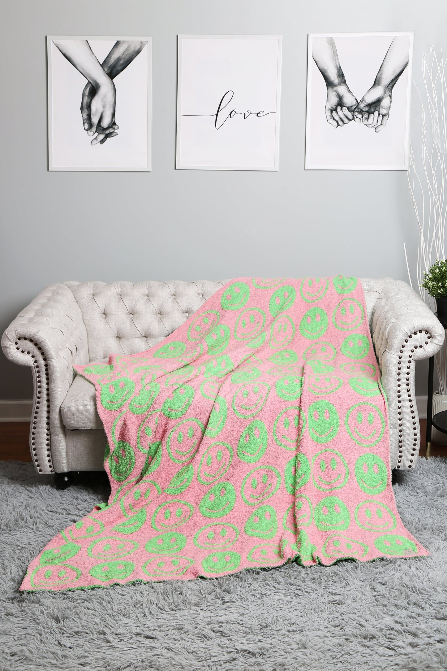 Mini Happy Face Luxe Fleece Deken – Zachte Woonplaid 130×150cm