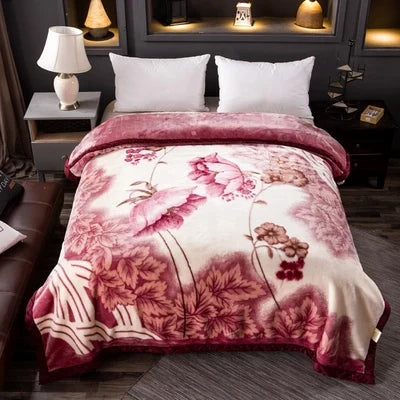 Luxe Fleece Deken met Bloemenprint – Zachte Warme Dekens voor Bed en Bank