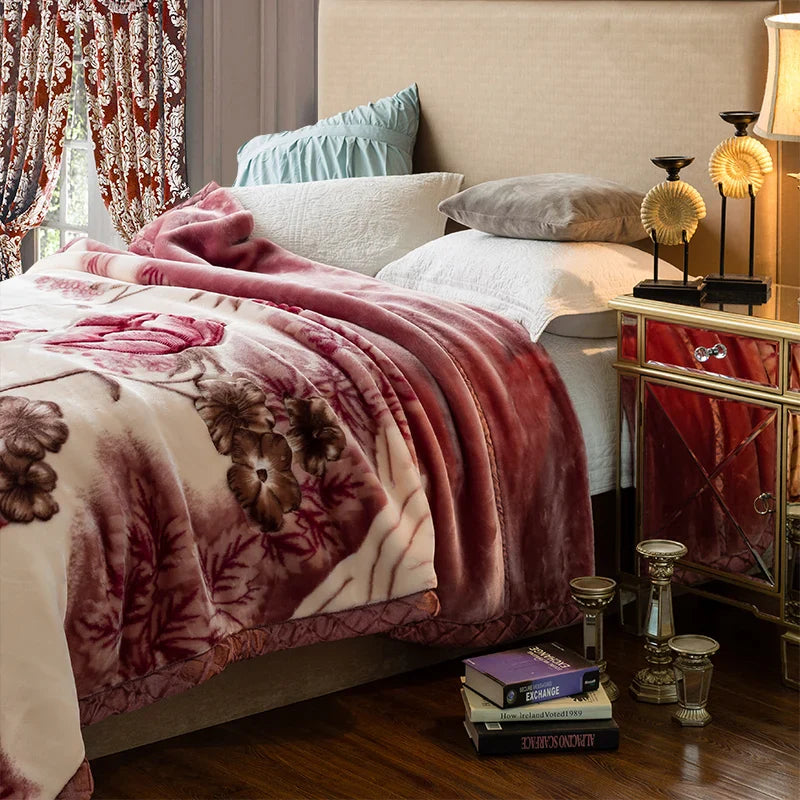 Luxe Fleece Deken met Bloemenprint – Zachte Warme Dekens voor Bed en Bank