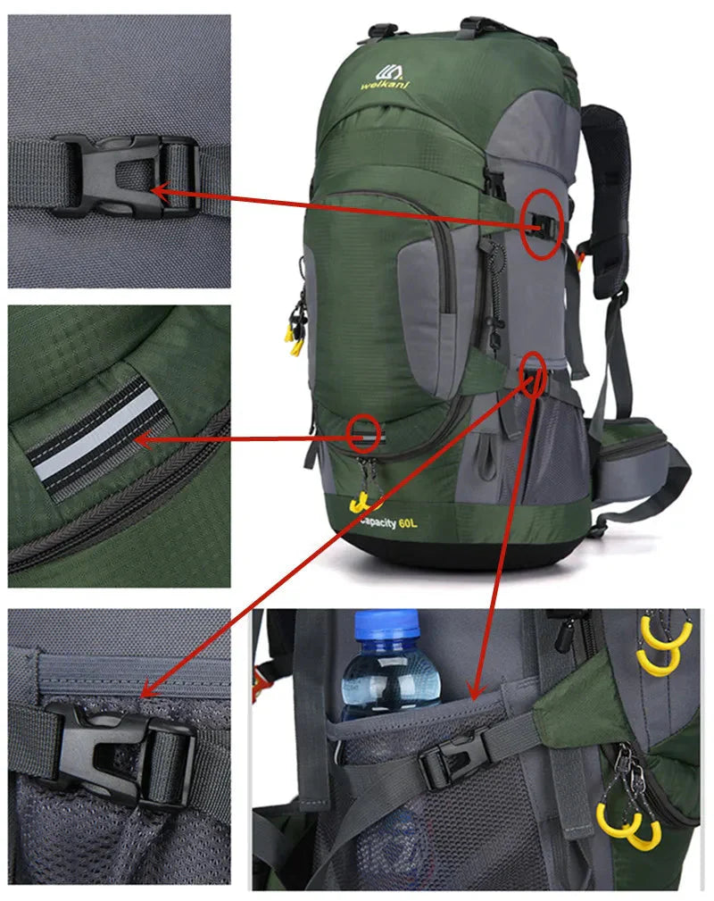 Waterdichte Outdoor Rugzak 70L – Lichtgewicht & Ruim
