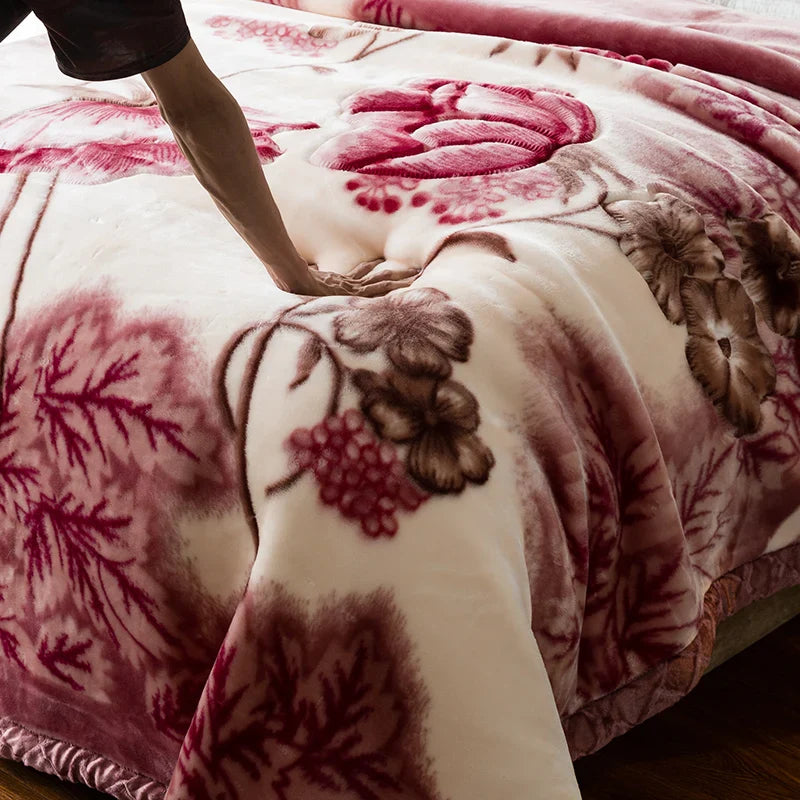 Luxe Fleece Deken met Bloemenprint – Zachte Warme Dekens voor Bed en Bank