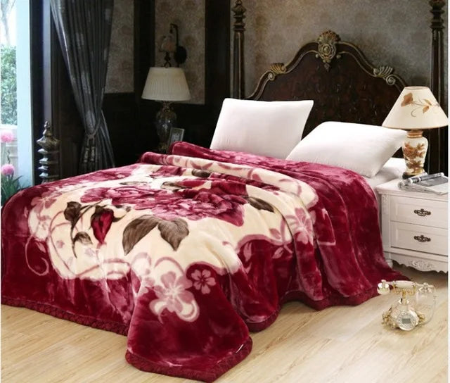 Luxe Fleece Deken met Bloemenprint – Zachte Warme Dekens voor Bed en Bank