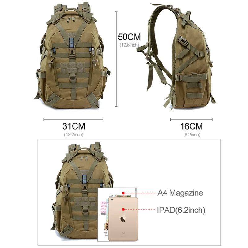 Tactische Rugzak 45L – Waterafstotende Outdoor Backpack met MOLLE-systeem