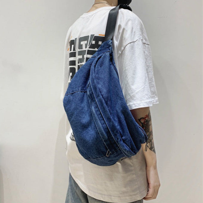 Denim Heuptas β Stoere Crossbody Tas van Spijkerstof met Ruim Vak