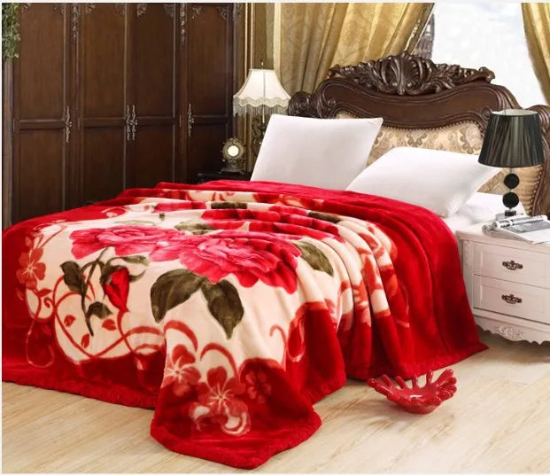 Luxe Fleece Deken met Bloemenprint – Zachte Warme Dekens voor Bed en Bank