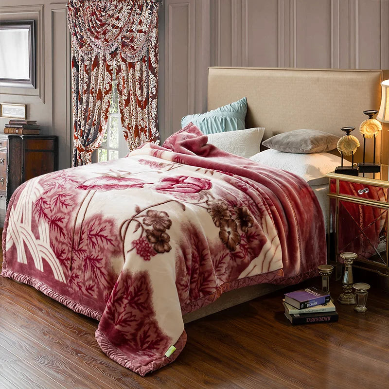 Luxe Fleece Deken met Bloemenprint – Zachte Warme Dekens voor Bed en Bank
