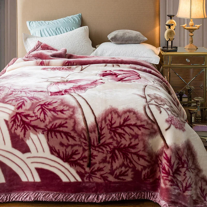 Luxe Fleece Deken met Bloemenprint – Zachte Warme Dekens voor Bed en Bank