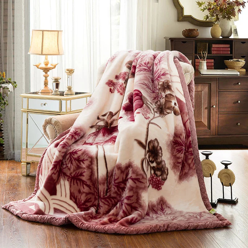 Luxe Fleece Deken met Bloemenprint – Zachte Warme Dekens voor Bed en Bank