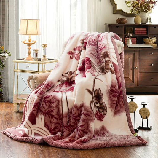 Luxe Fleece Deken met Bloemenprint – Zachte Warme Dekens voor Bed en Bank