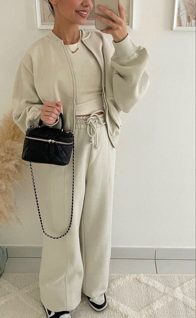 Oversized Damespak – Comfortabele Loungewear Set met Broek en Jasje