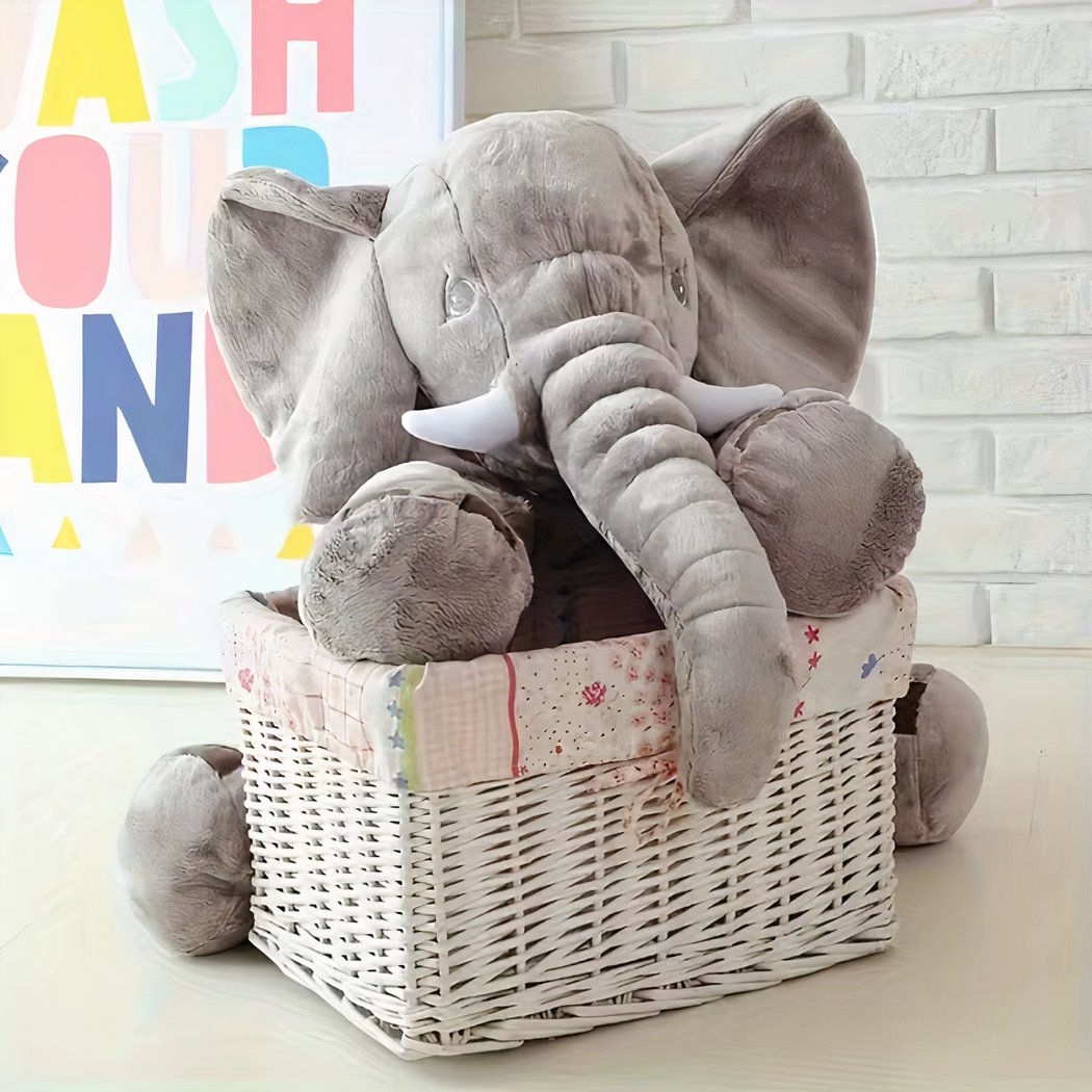 Grijze Pluche Olifant – Zacht, Knuffelbaar & Schattig