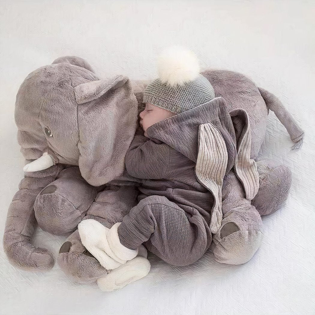 Grijze Pluche Olifant – Zacht, Knuffelbaar & Schattig