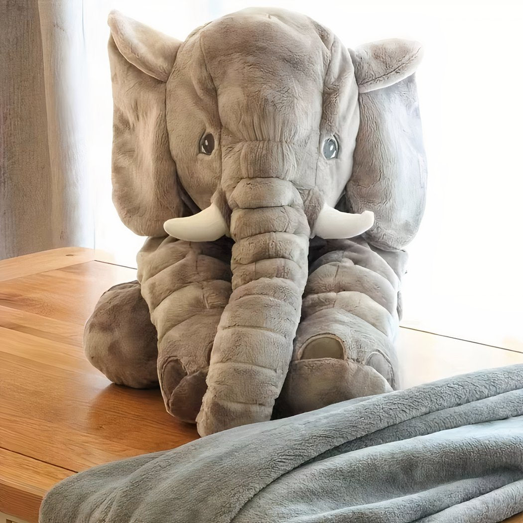 Grijze Pluche Olifant – Zacht, Knuffelbaar & Schattig