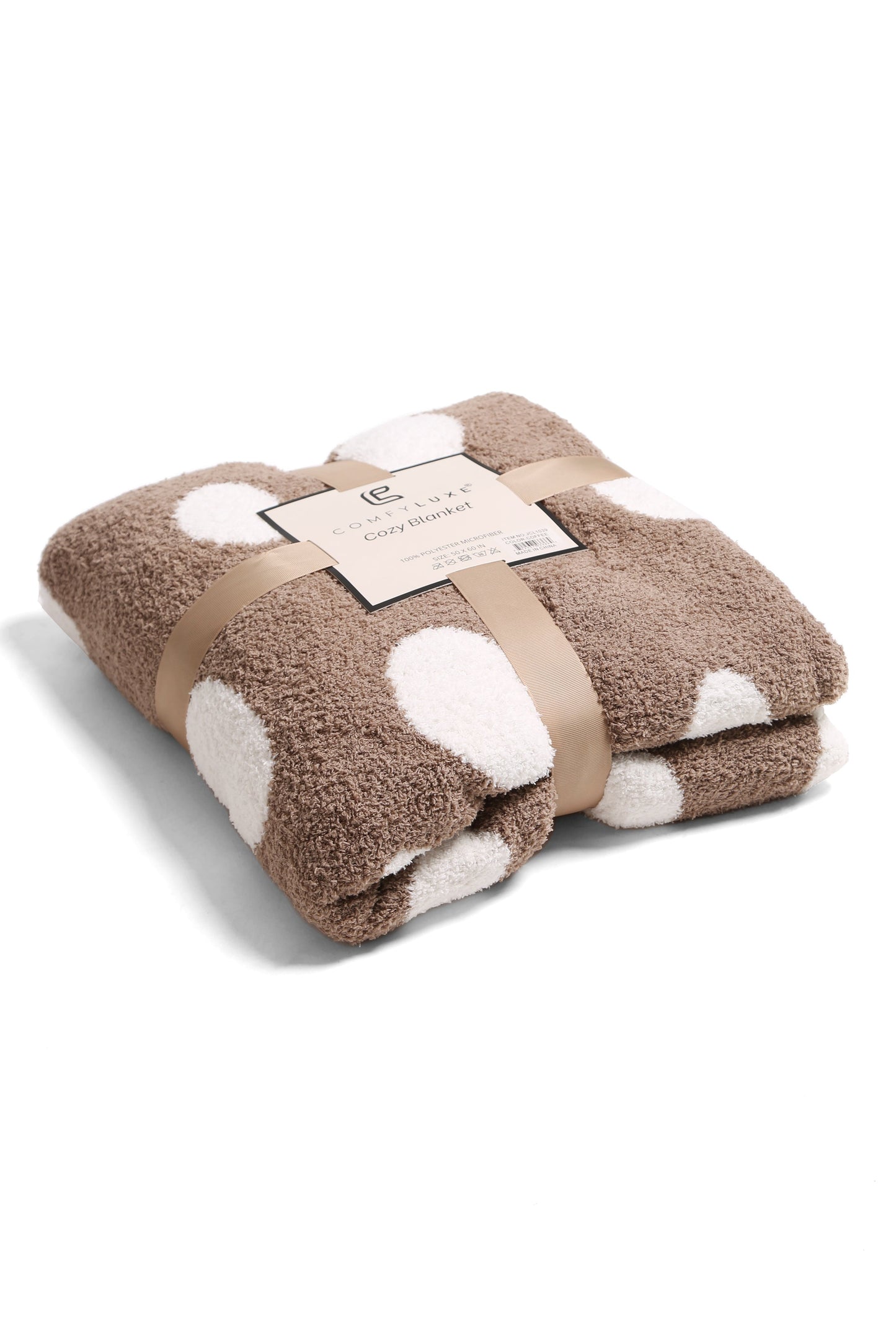 Polkadot Luxe Fleece Deken – Zachte Woonplaid in Blauw of Koffiebruin