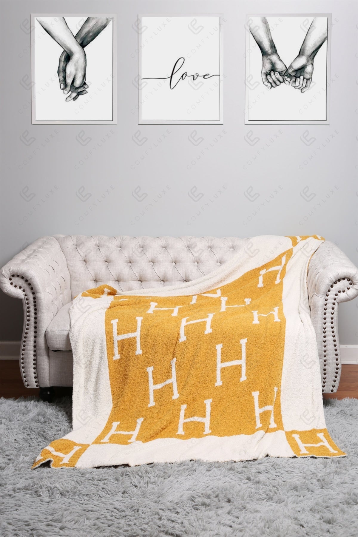 Monogram "H" Luxe Zachte Fleece Deken – Stijlvolle Plaid 130x150cm