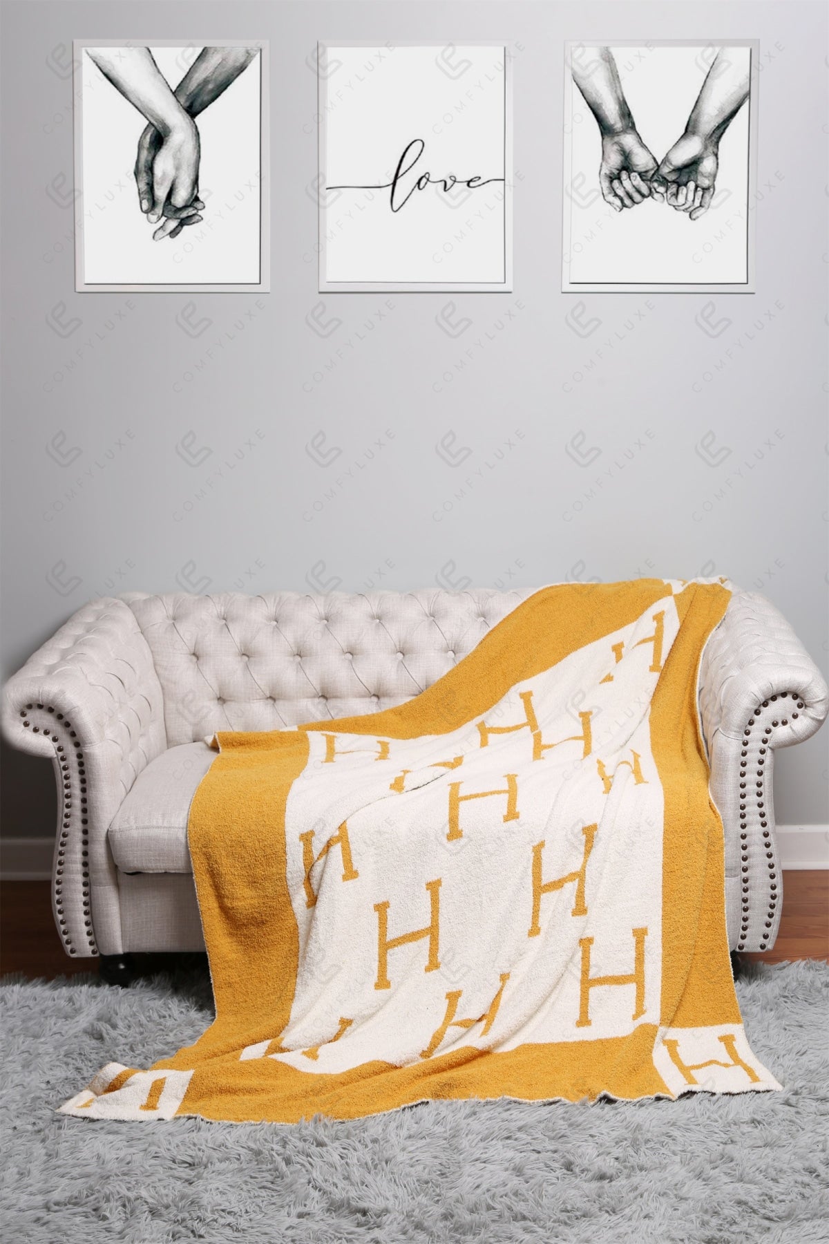 Monogram "H" Luxe Zachte Fleece Deken – Stijlvolle Plaid 130x150cm