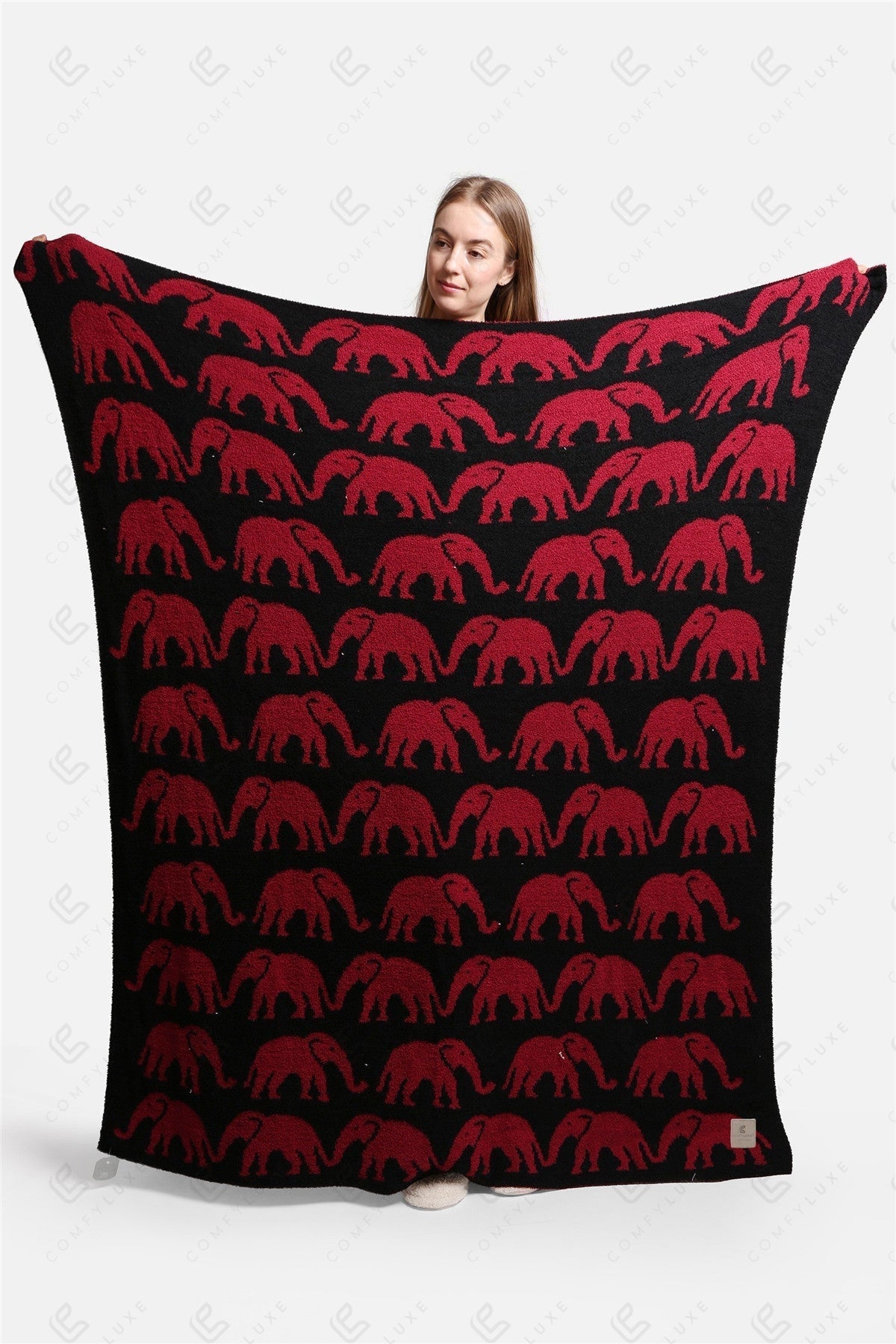 Olifantenpatroon Luxe Zachte Fleece Deken – 127 × 152 cm