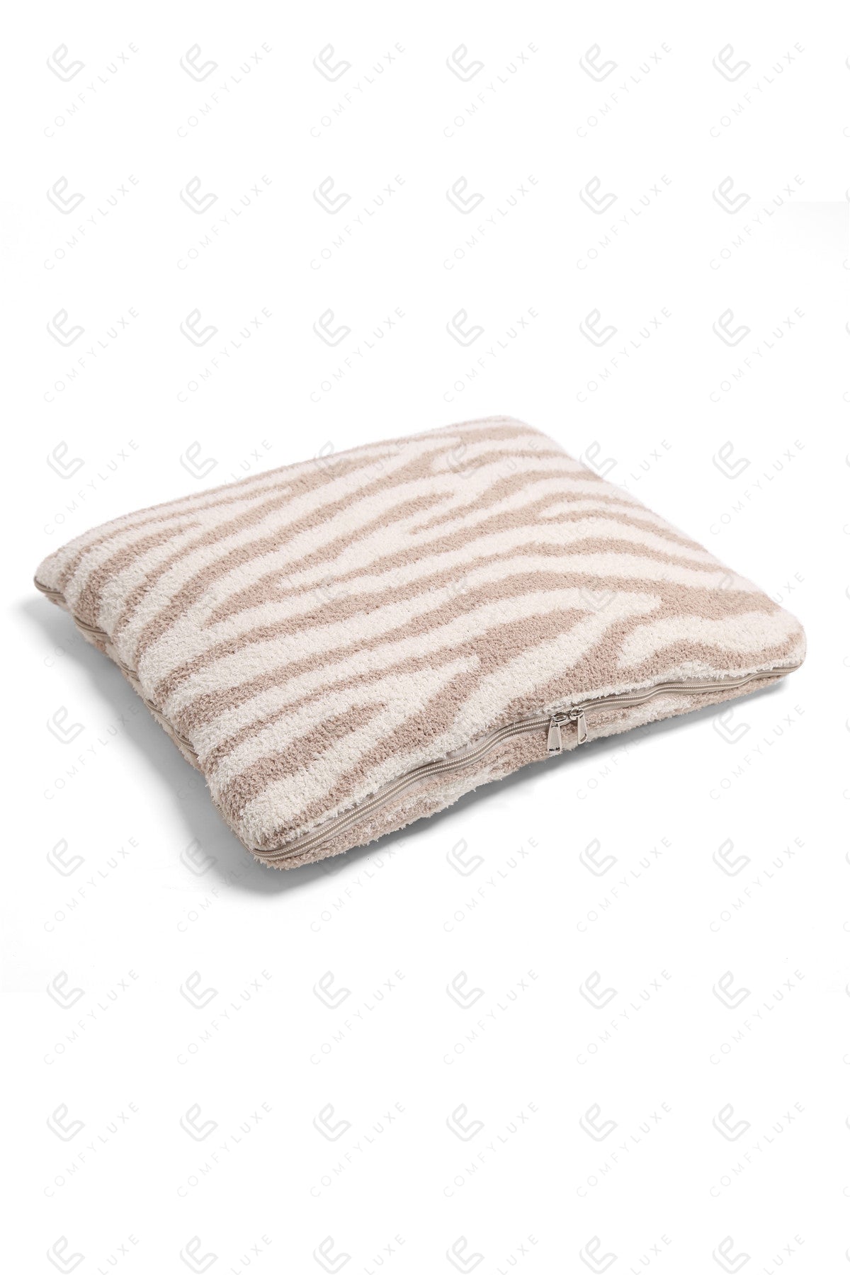 Zebra Print Luxe 2-in-1 Plaid & Kussen – Zachte Woondeken