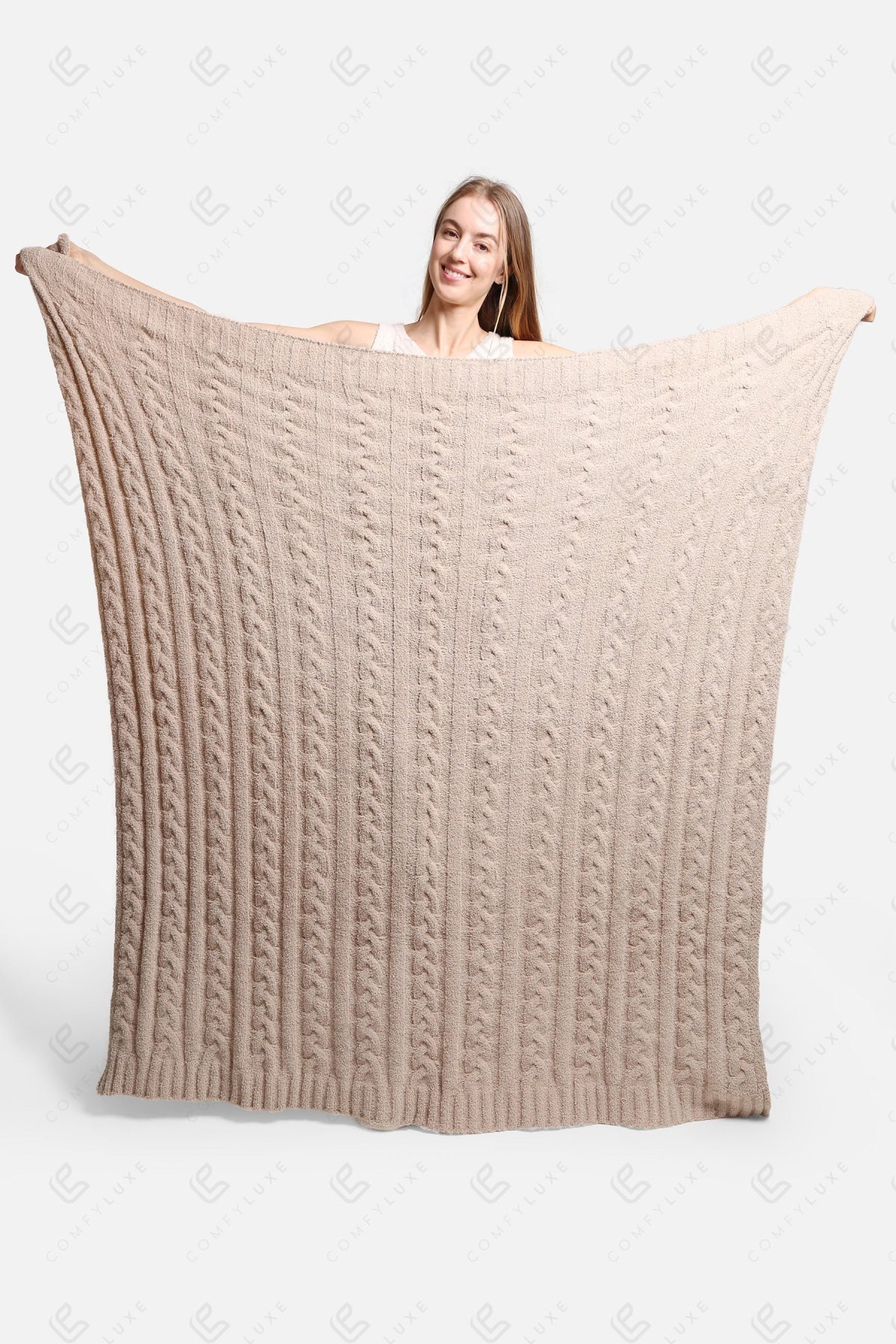 Grofgebreide Luxe Kabel Knit Fleece Deken – Zachte Woonplaid 130x140cm