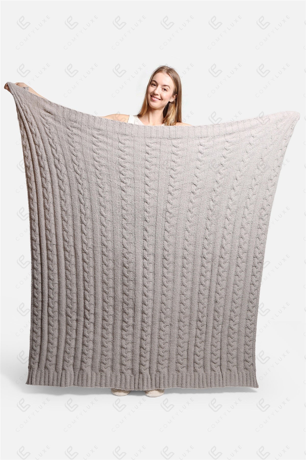 Grofgebreide Luxe Kabel Knit Fleece Deken – Zachte Woonplaid 130x140cm