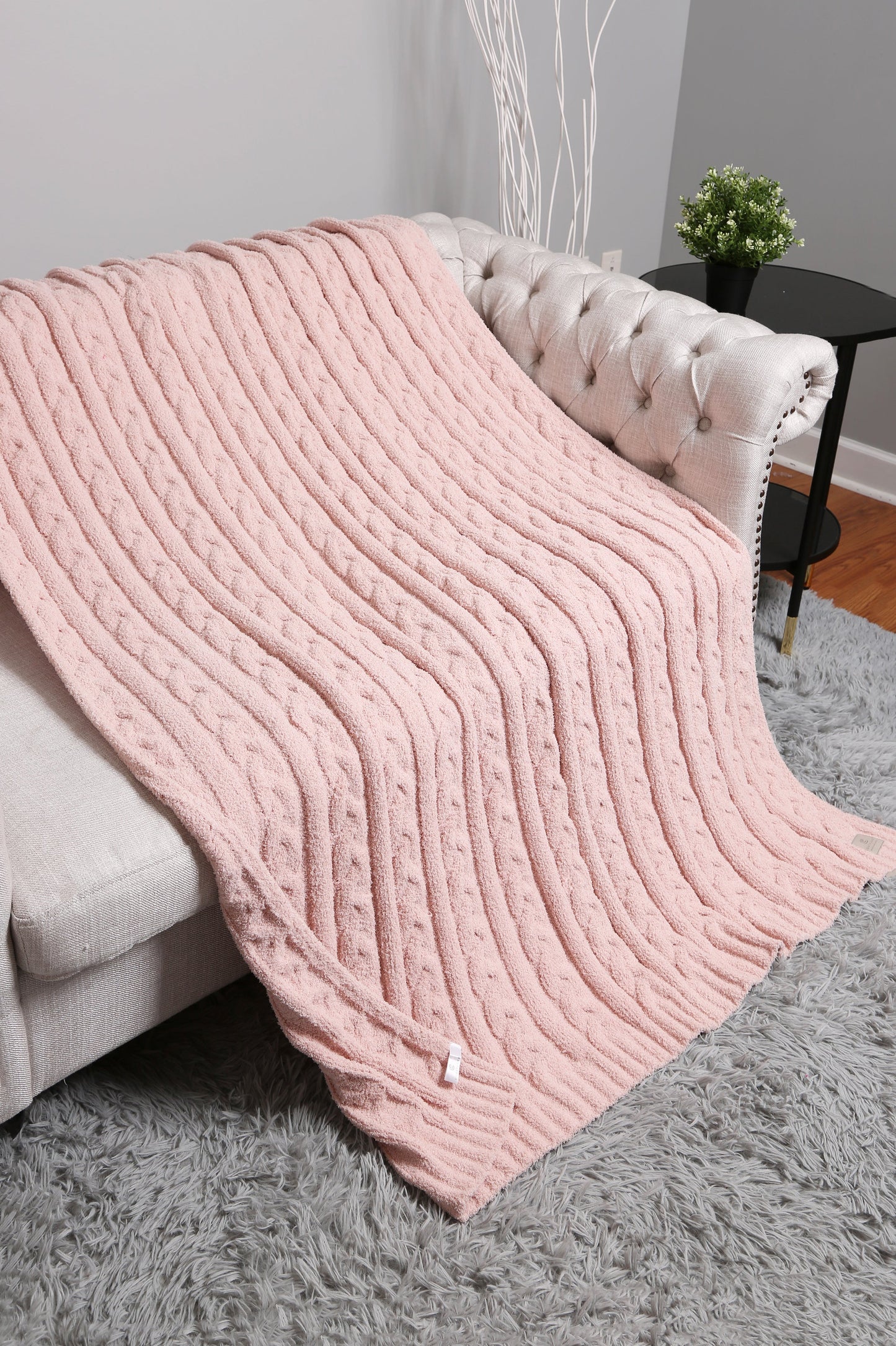 Grofgebreide Luxe Kabel Knit Fleece Deken – Zachte Woonplaid 130x140cm