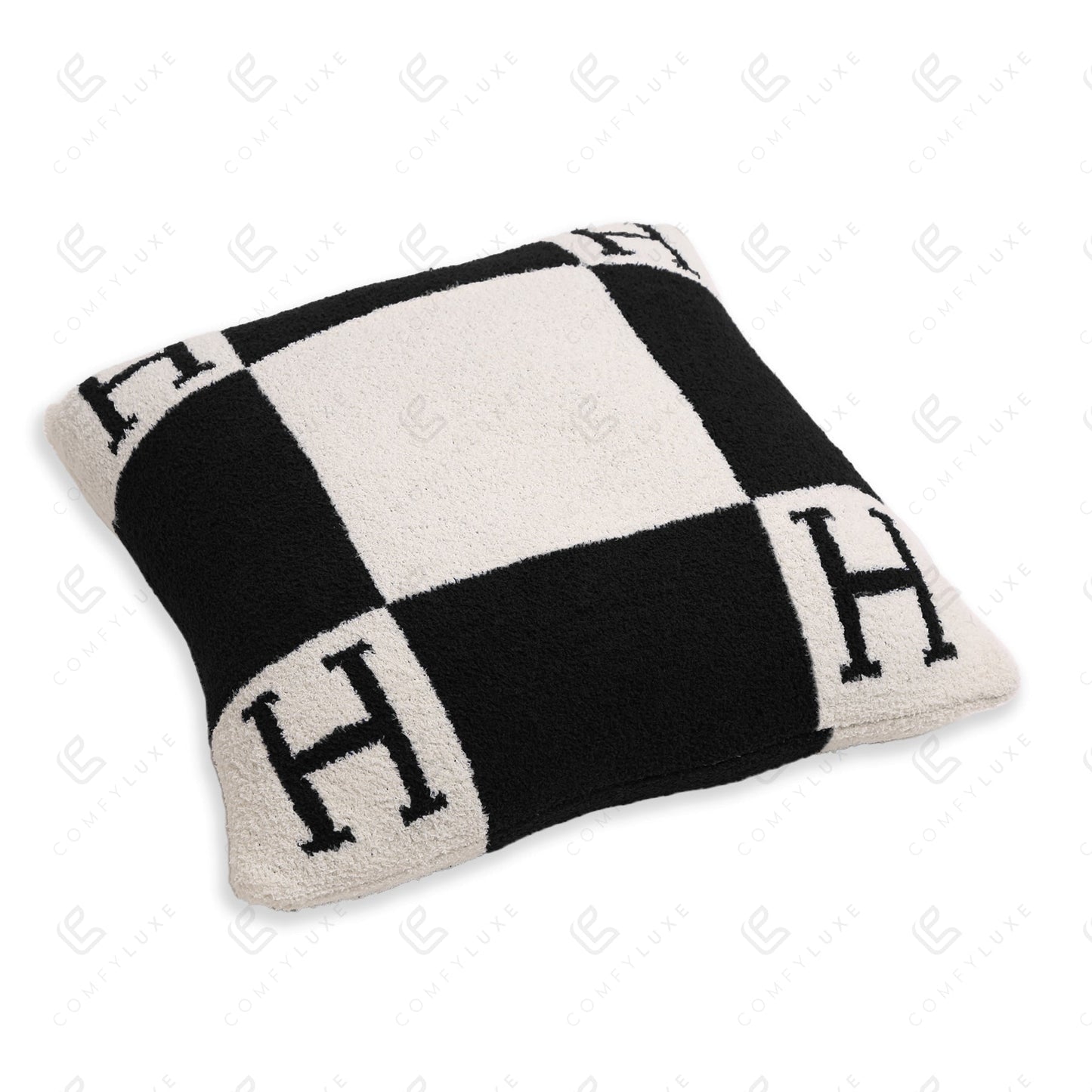 Luxe Kussenhoes met Letter H – Zachte Sierkussenhoes in Moderne Stijl