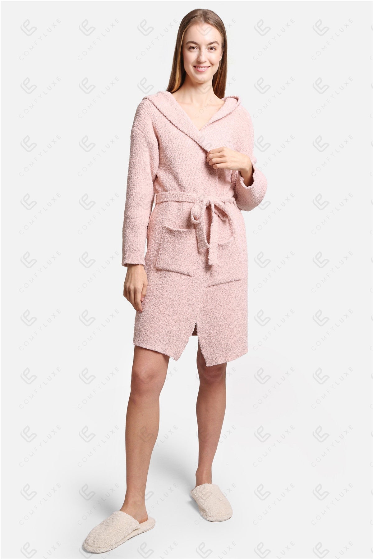 Zachte Badjas met Capuchon – Luxe Loungewear met Voorzakken & Ceintuur