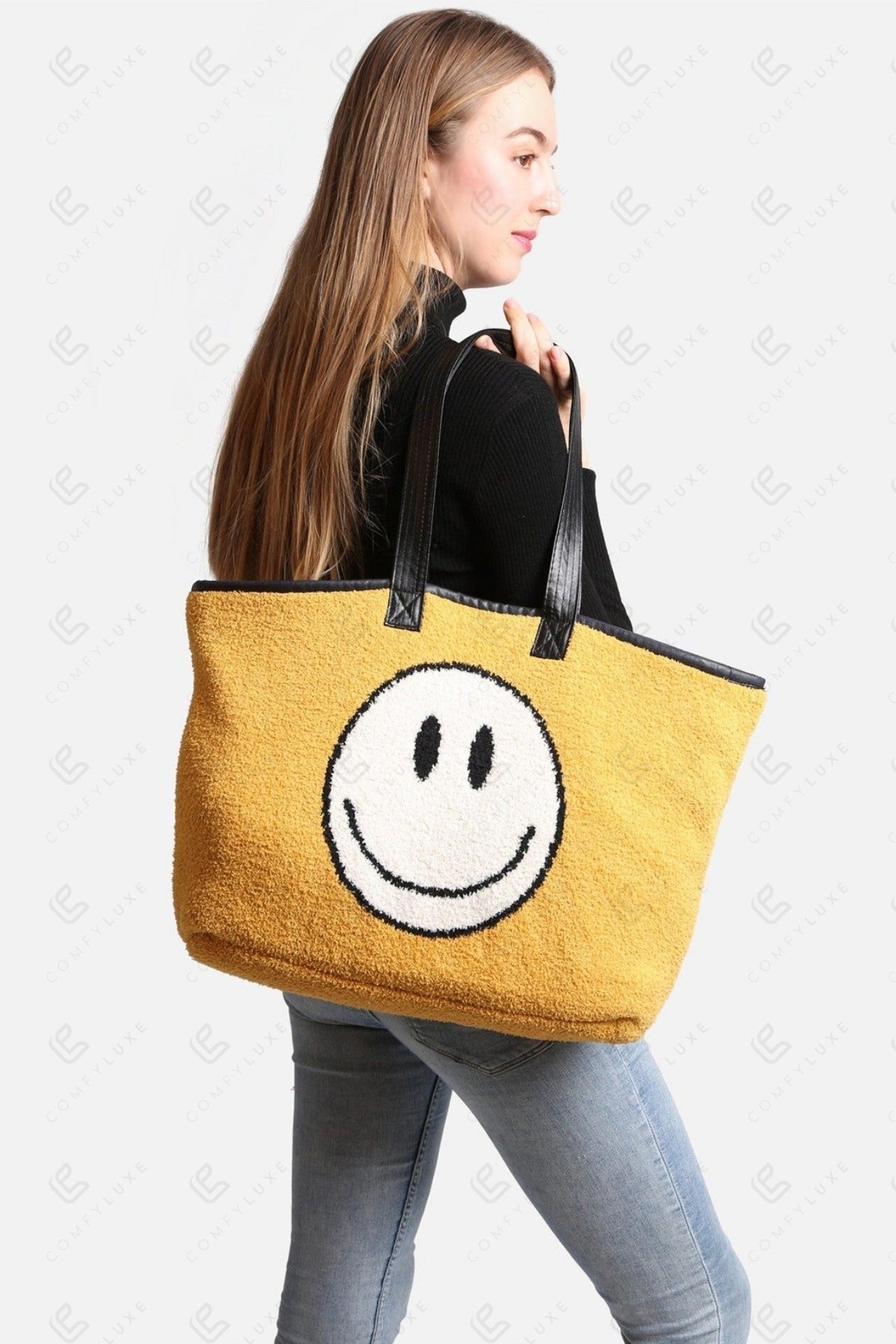 Happy Face Tote Bag – Ruime en Zachte Draagtas met Smiley Print