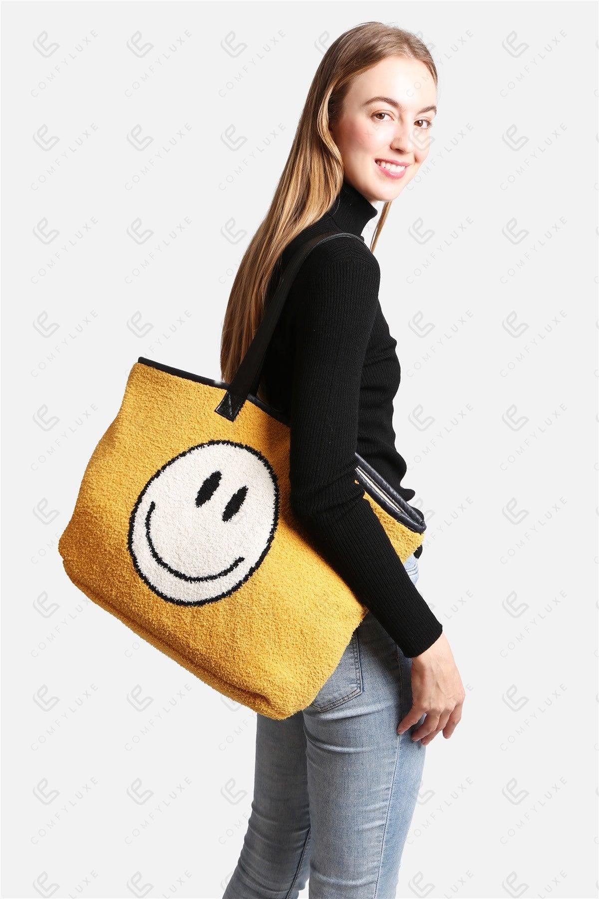 Happy Face Tote Bag – Ruime en Zachte Draagtas met Smiley Print