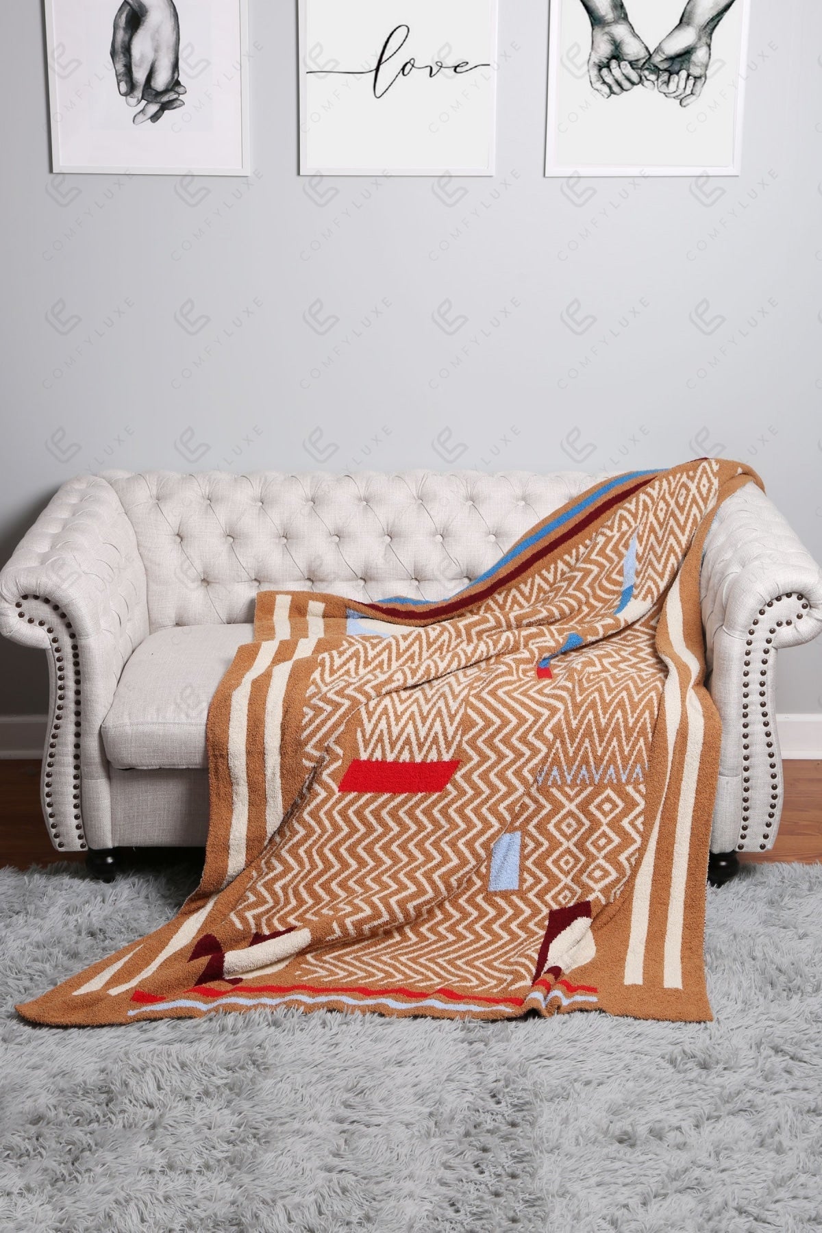 Zachte Fleece Deken met Geometrisch Patroon – Luxe Woonplaid in Diverse Kleuren