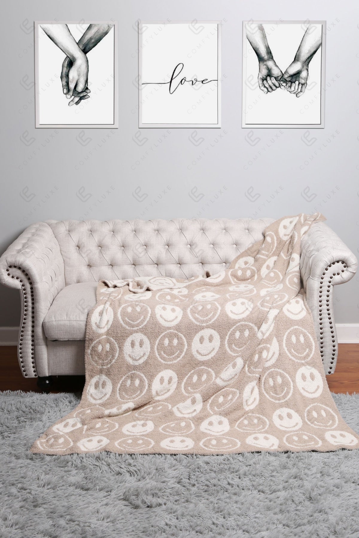 Mini Happy Face Luxe Fleece Deken – Zachte Woonplaid 130×150cm