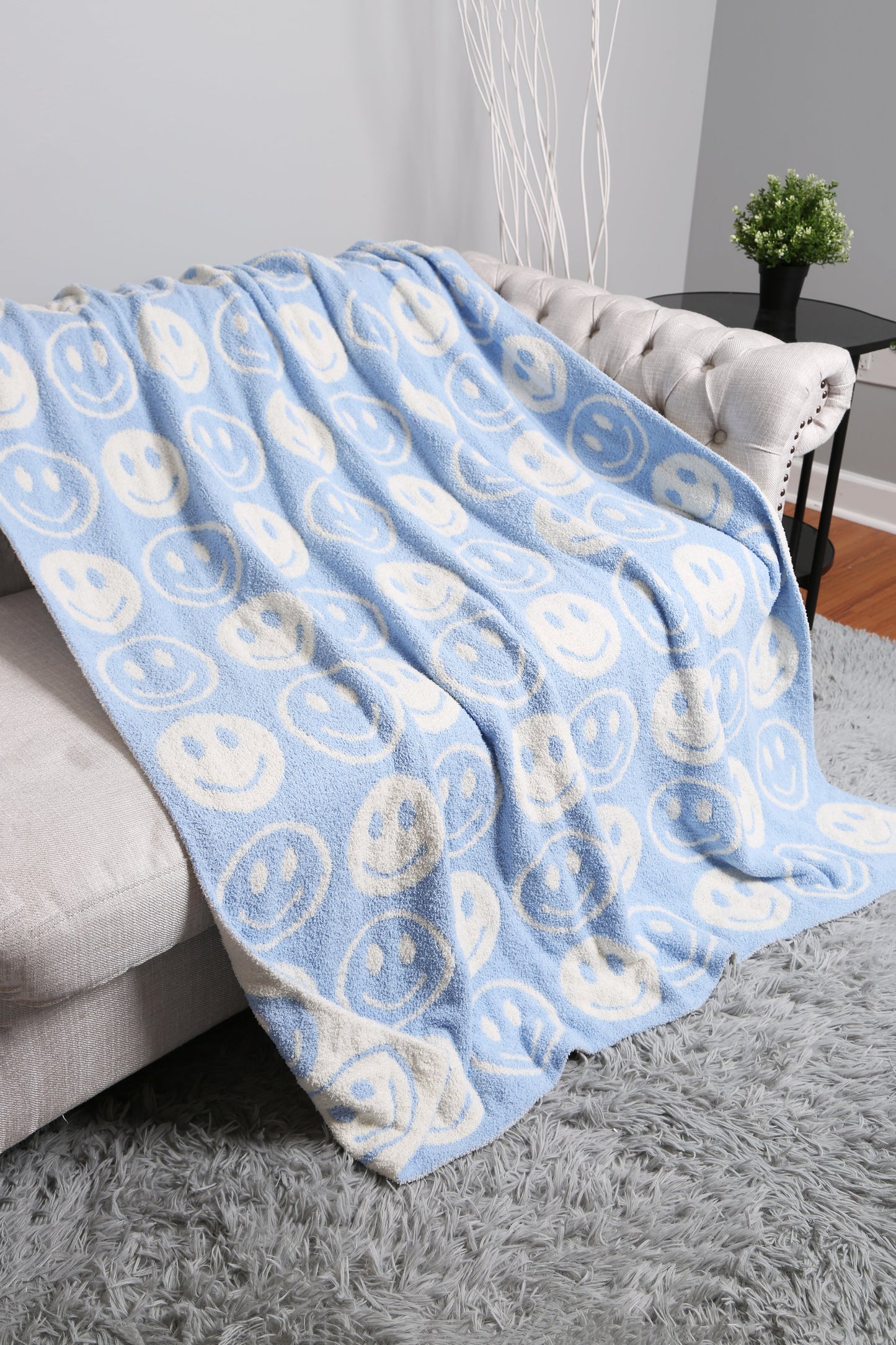 Mini Happy Face Luxe Fleece Deken – Zachte Woonplaid 130×150cm
