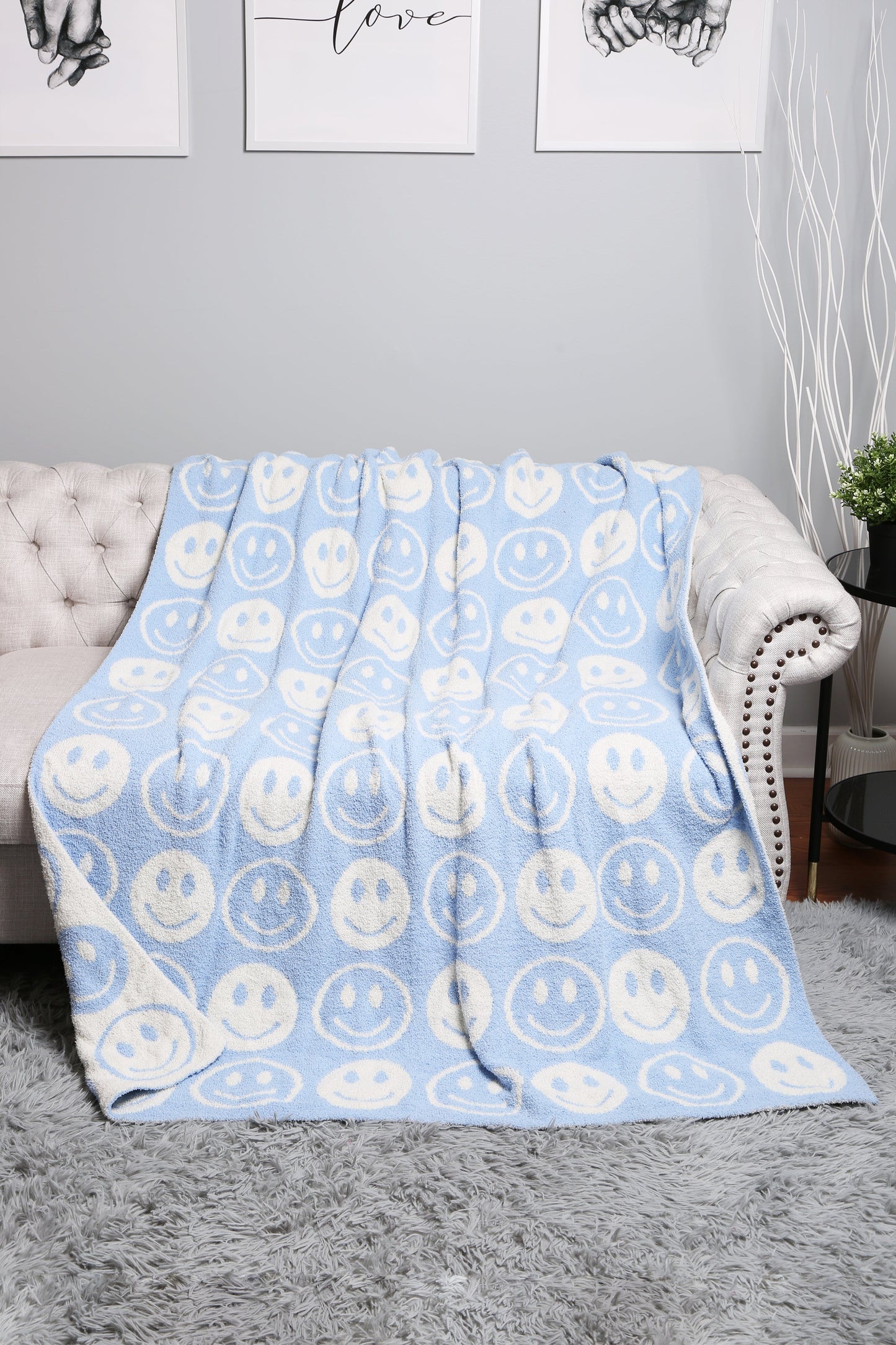 Mini Happy Face Luxe Fleece Deken – Zachte Woonplaid 130×150cm