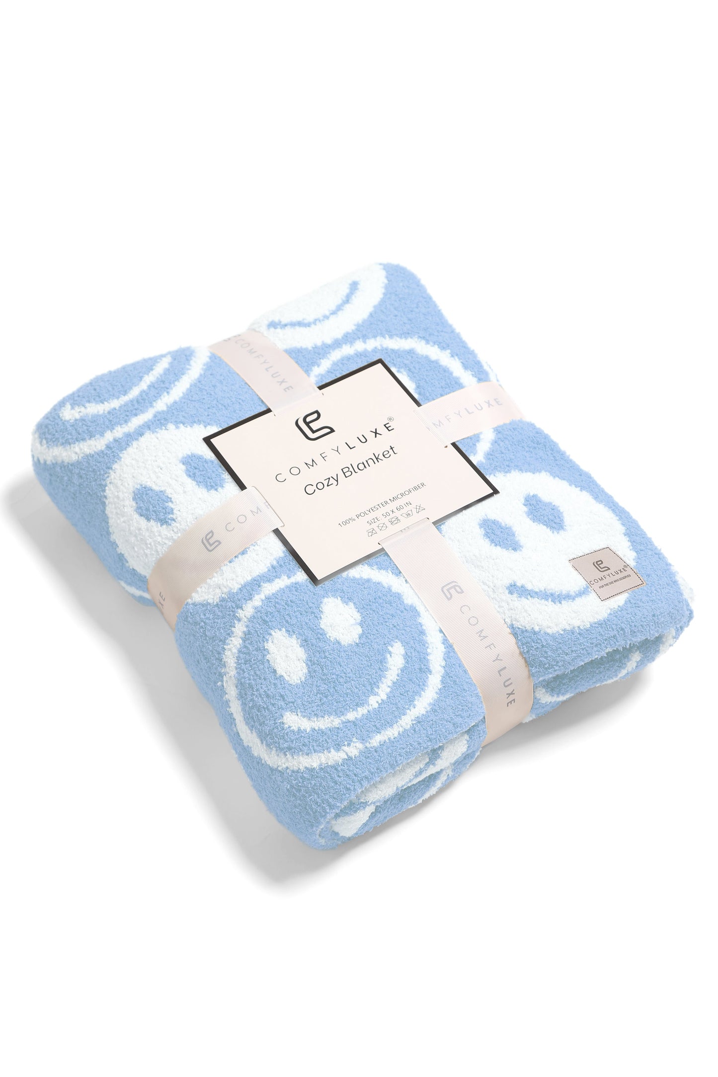 Mini Happy Face Luxe Fleece Deken – Zachte Woonplaid 130×150cm