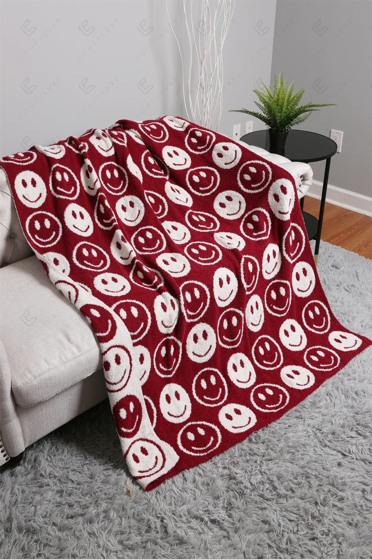 Mini Happy Face Luxe Fleece Deken – Zachte Woonplaid 130×150cm