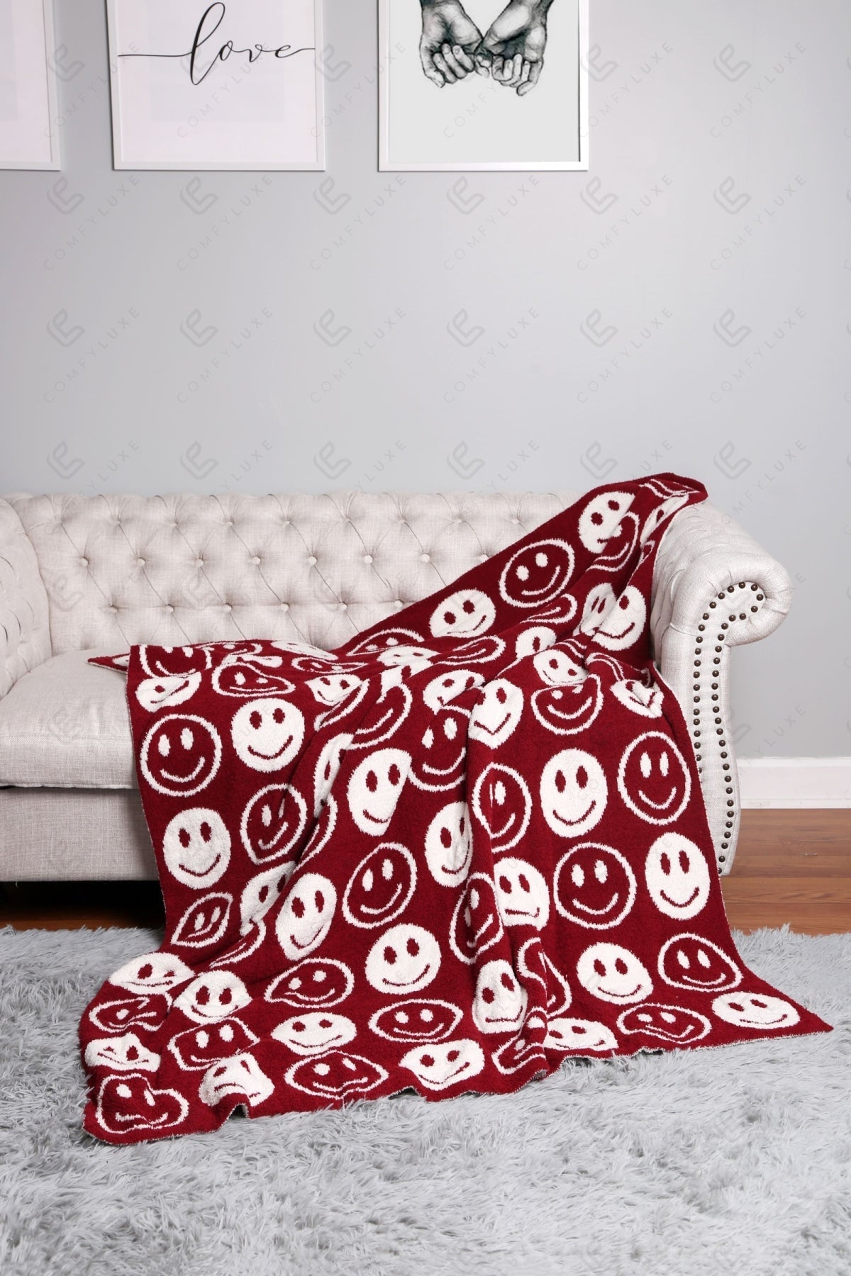 Mini Happy Face Luxe Fleece Deken – Zachte Woonplaid 130×150cm