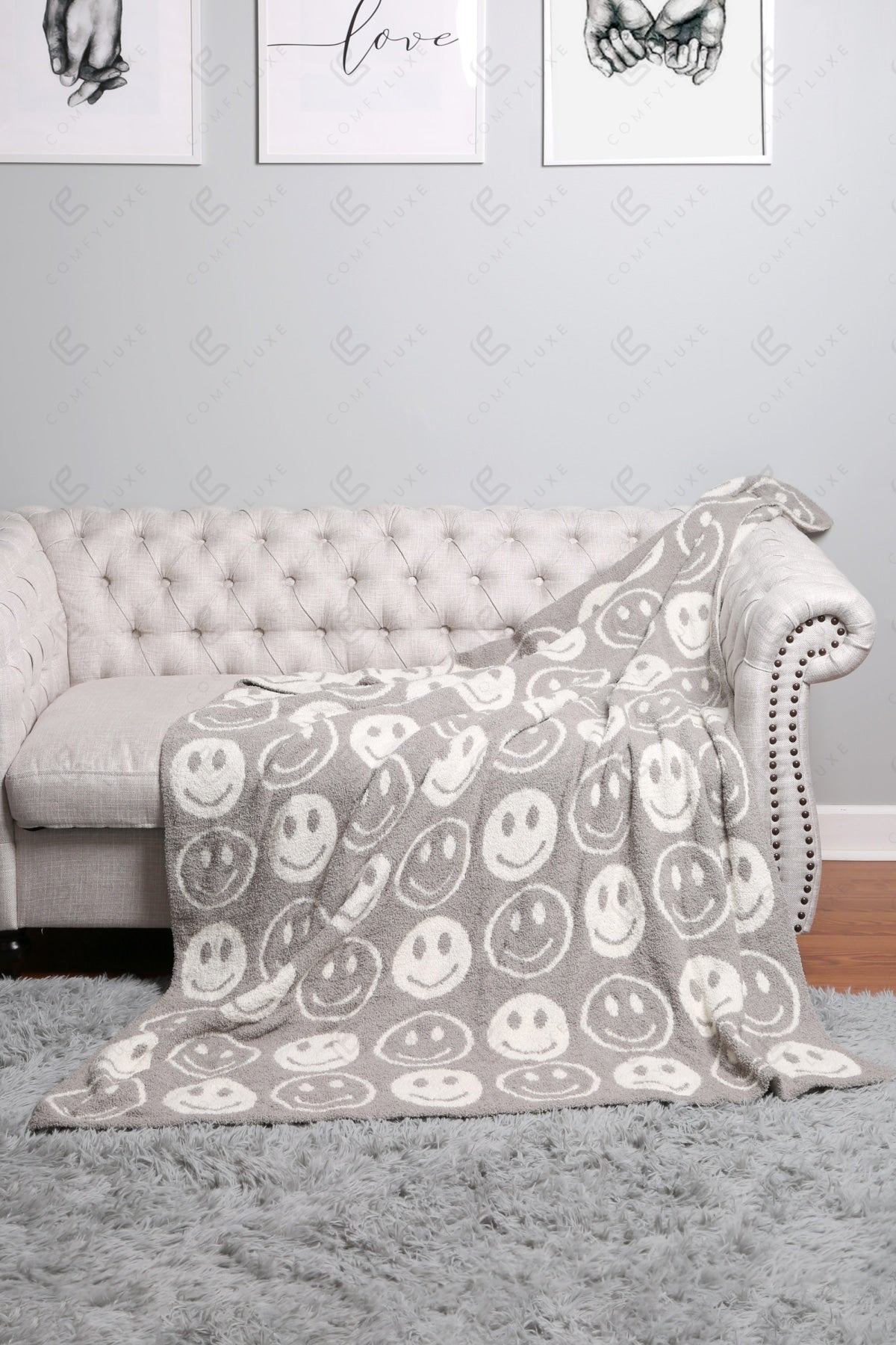 Mini Happy Face Luxe Fleece Deken – Zachte Woonplaid 130×150cm