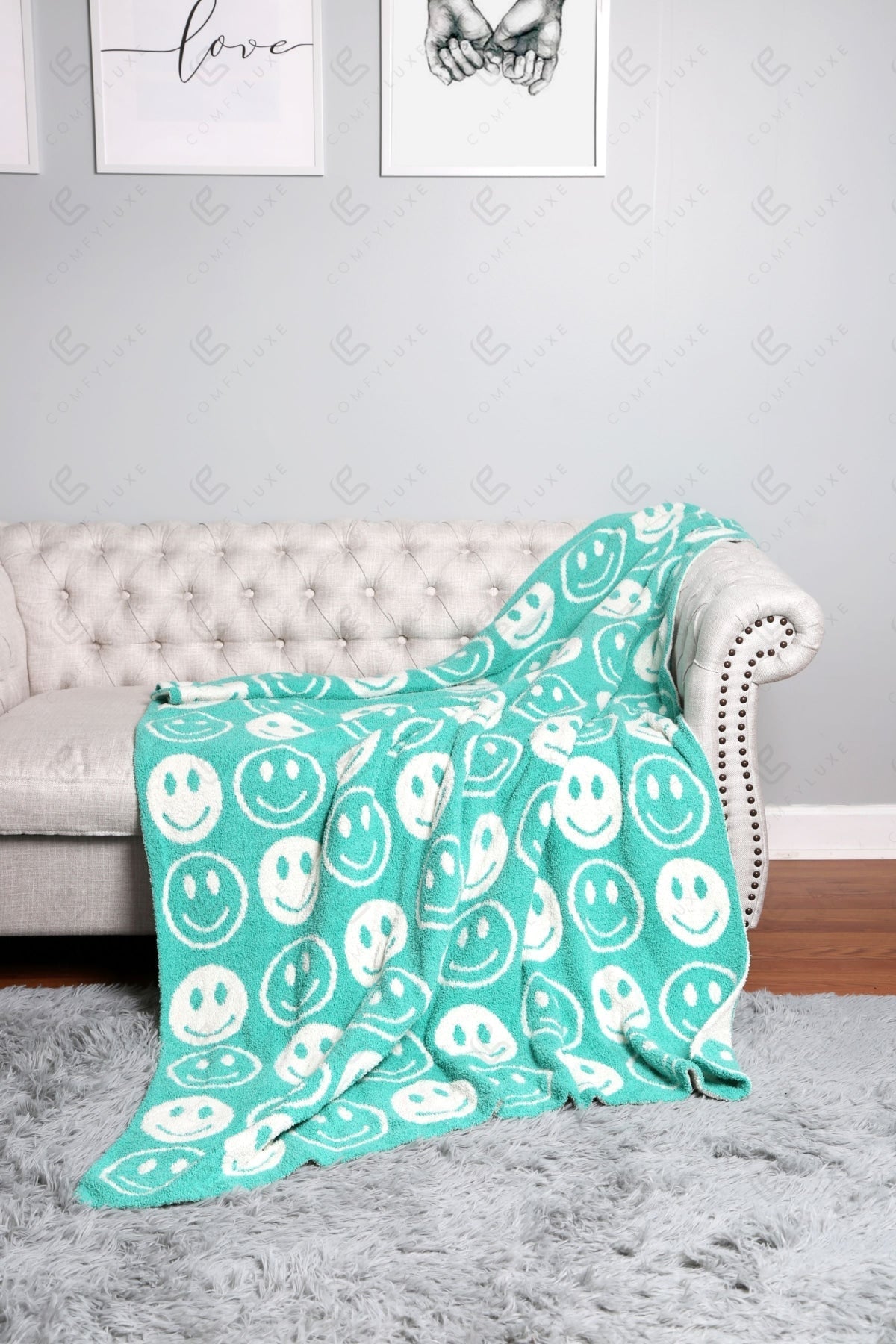 Mini Happy Face Luxe Fleece Deken – Zachte Woonplaid 130×150cm