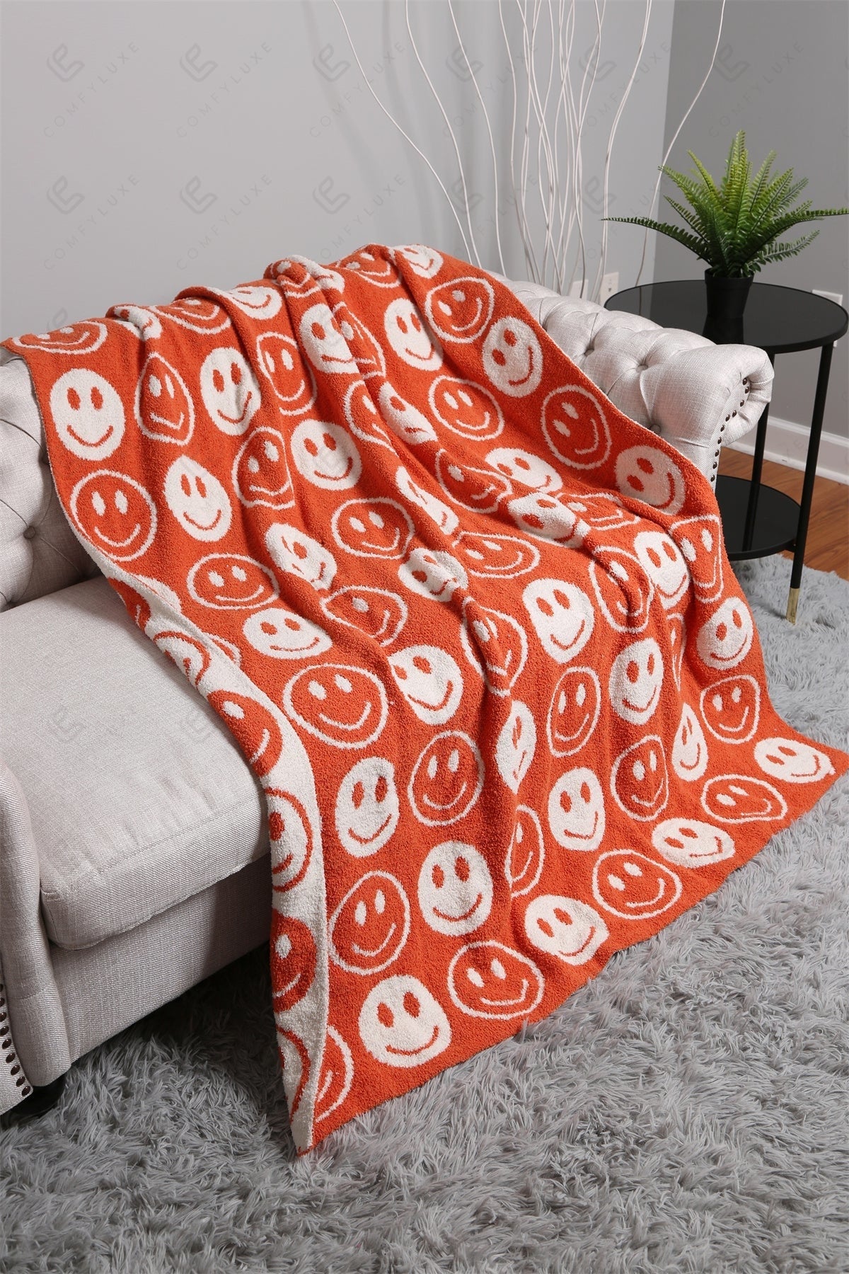 Mini Happy Face Luxe Fleece Deken – Zachte Woonplaid 130×150cm