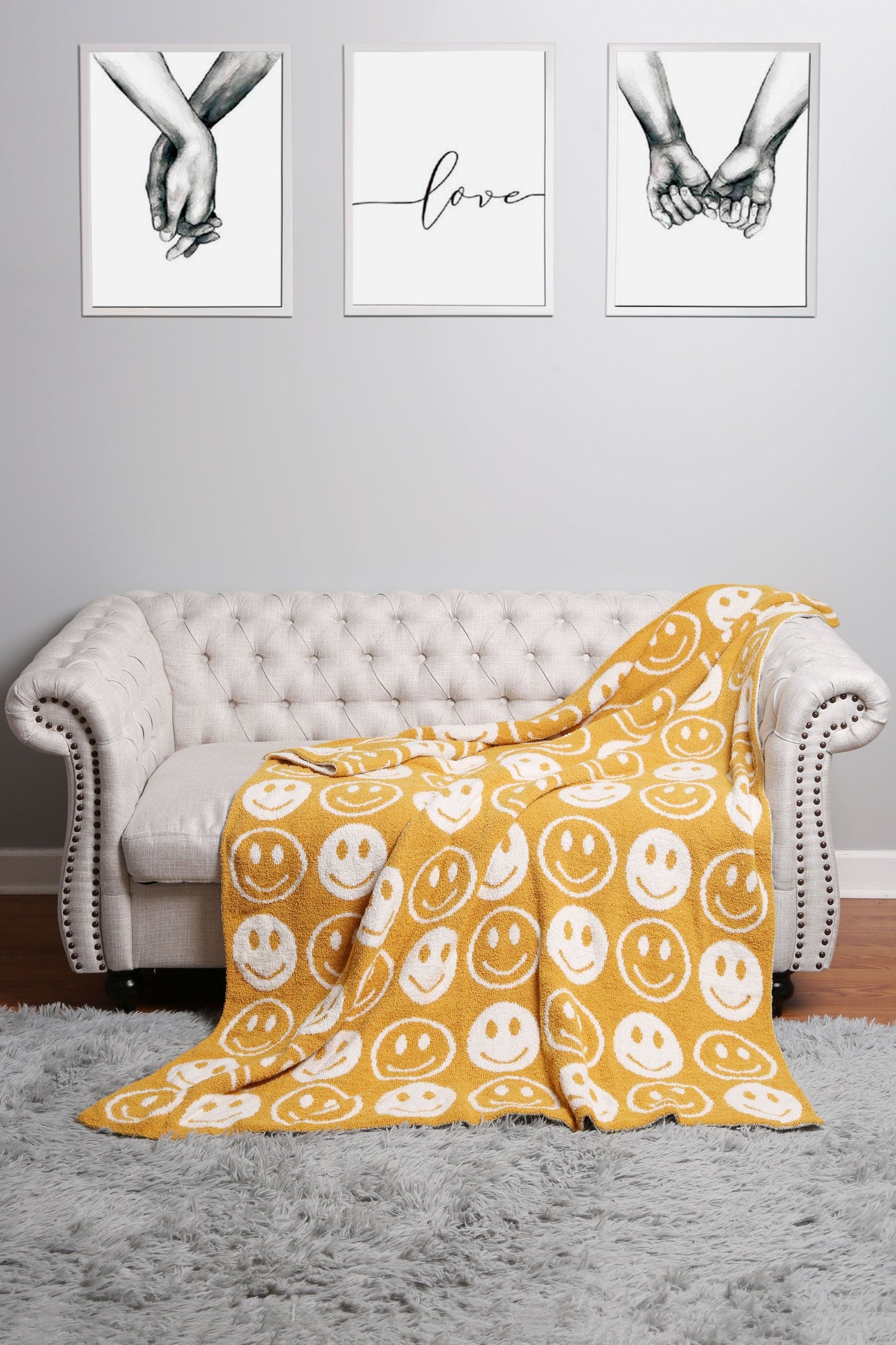 Mini Happy Face Luxe Fleece Deken – Zachte Woonplaid 130×150cm