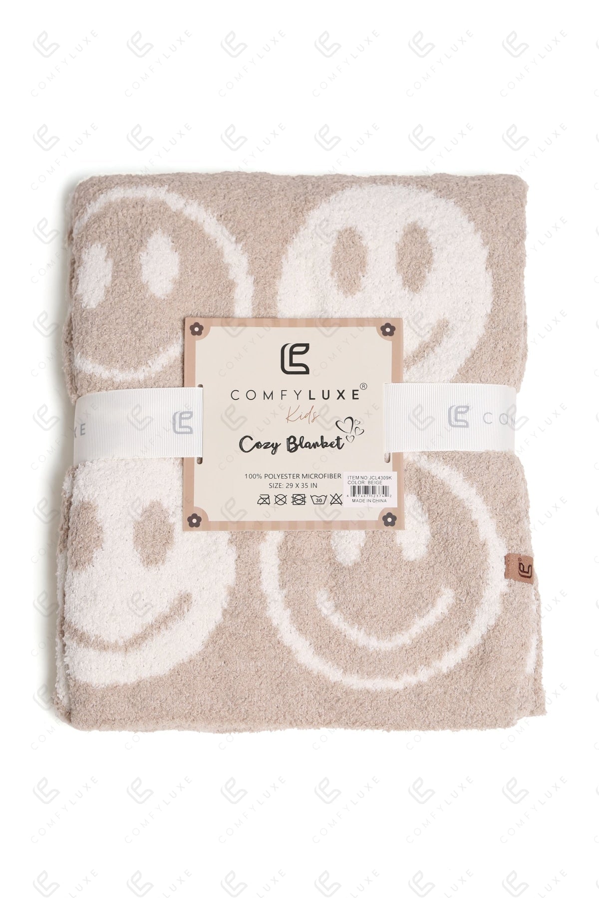 Kinder Deken met Smiley Patroon – Zachte Luxe Fleece Plaid (29"x35")