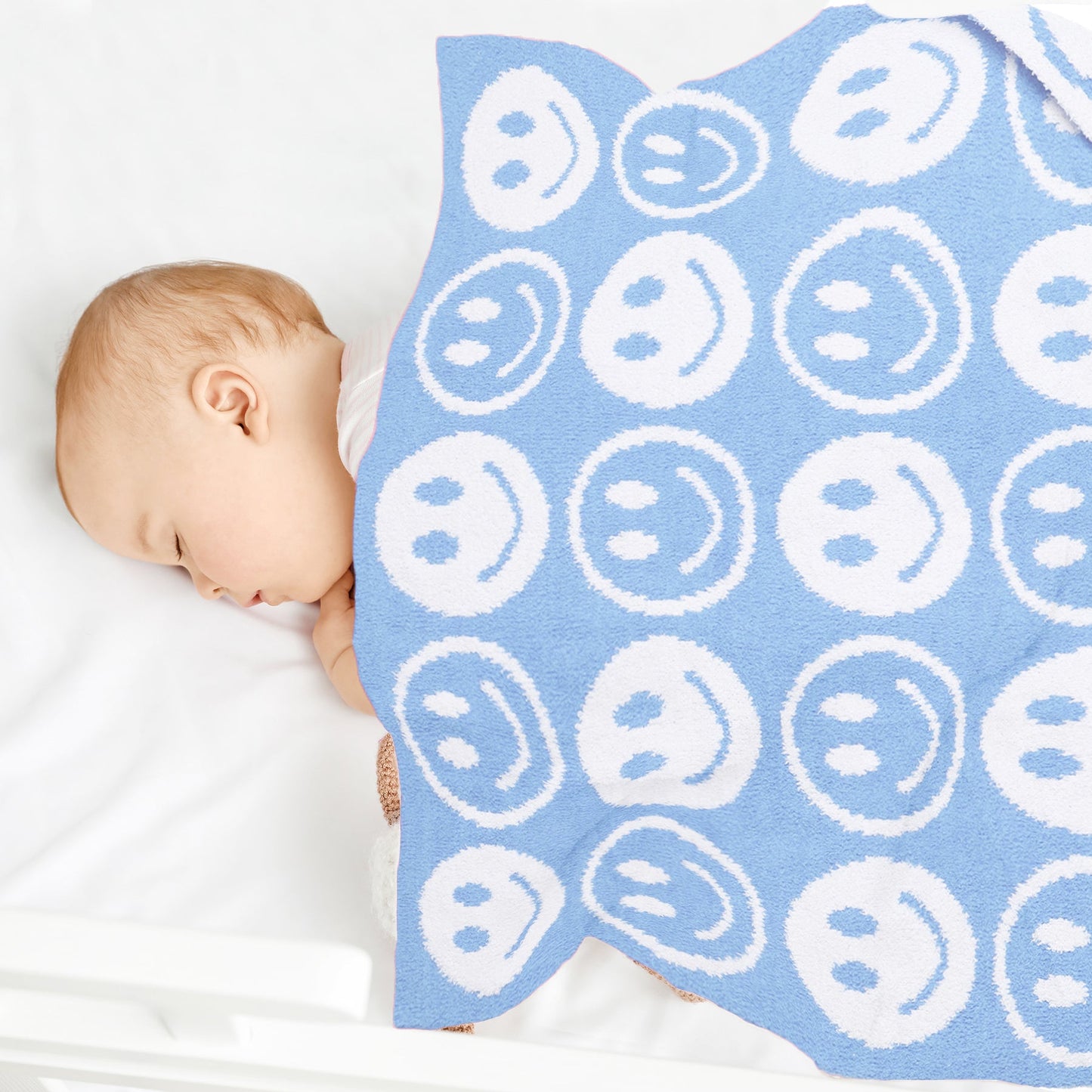 Kinder Deken met Smiley Patroon – Zachte Luxe Fleece Plaid (29"x35")