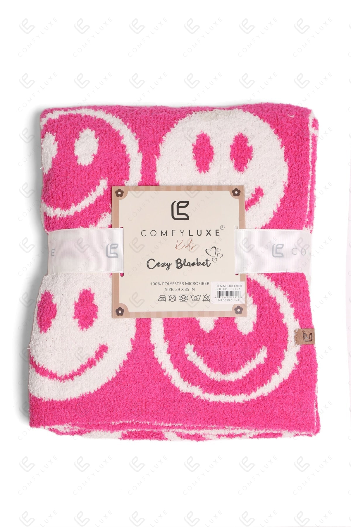 Kinder Deken met Smiley Patroon – Zachte Luxe Fleece Plaid (29"x35")